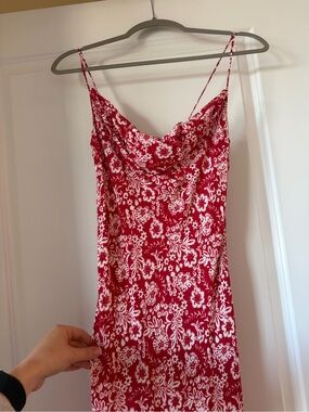 ZARA Red & White Floral Slip Dress